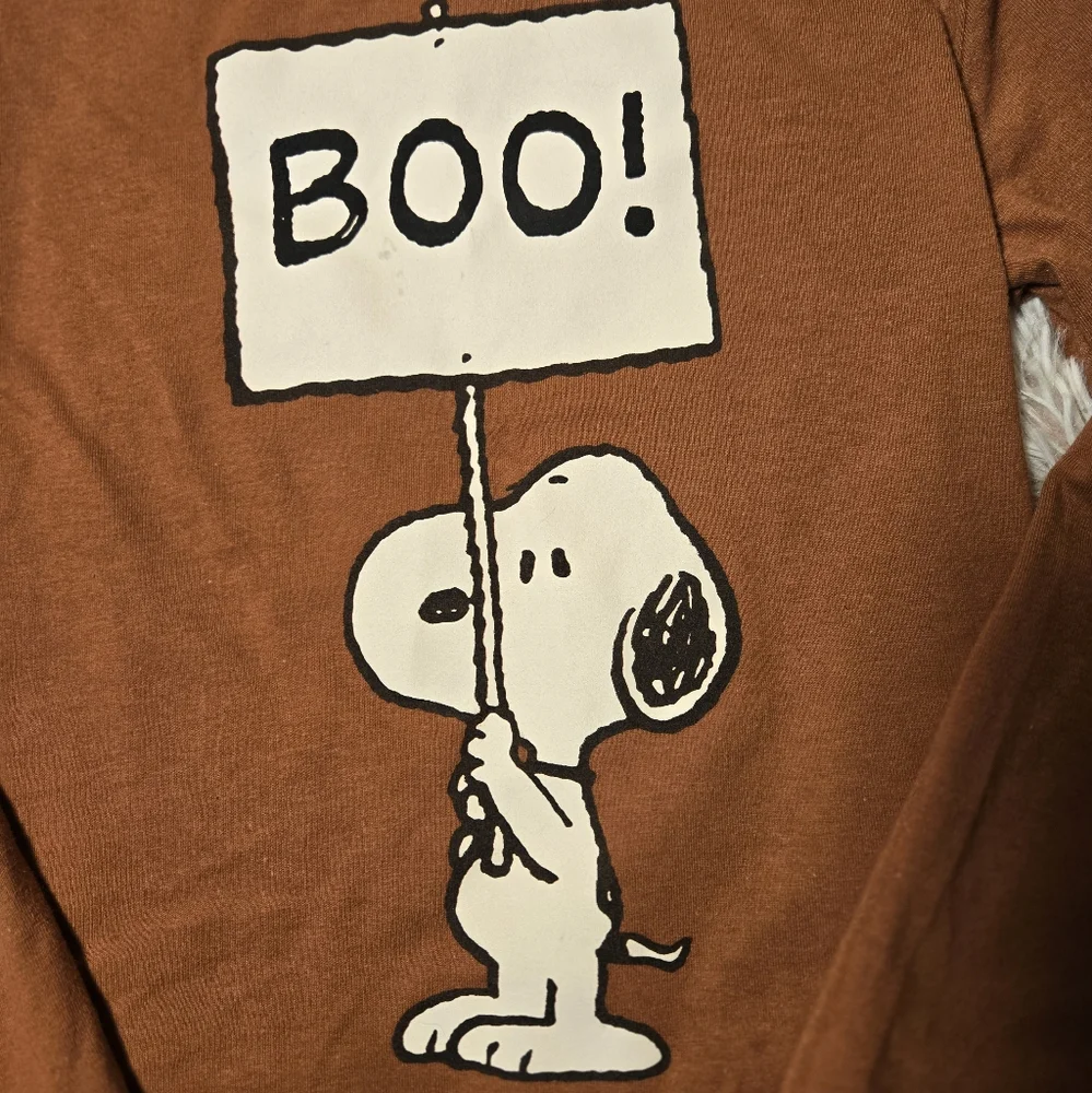 GAP Kids BOO! Peanuts Snoopy Brown Long-sleeved Top Small 6-7 youth